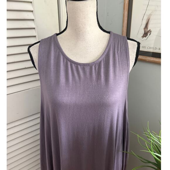 INDIGO THREAD Womens Tunic Dress Purple Tank Stretch Jersey Lagenlook ONE SIZE - Picture 2 of 7